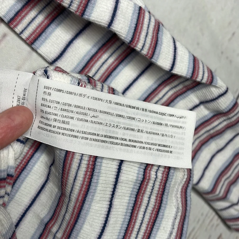 Hollister Long Sleeve Striped Ruched Front Shirt Blouse Sz Small! - Picture 5 of 6